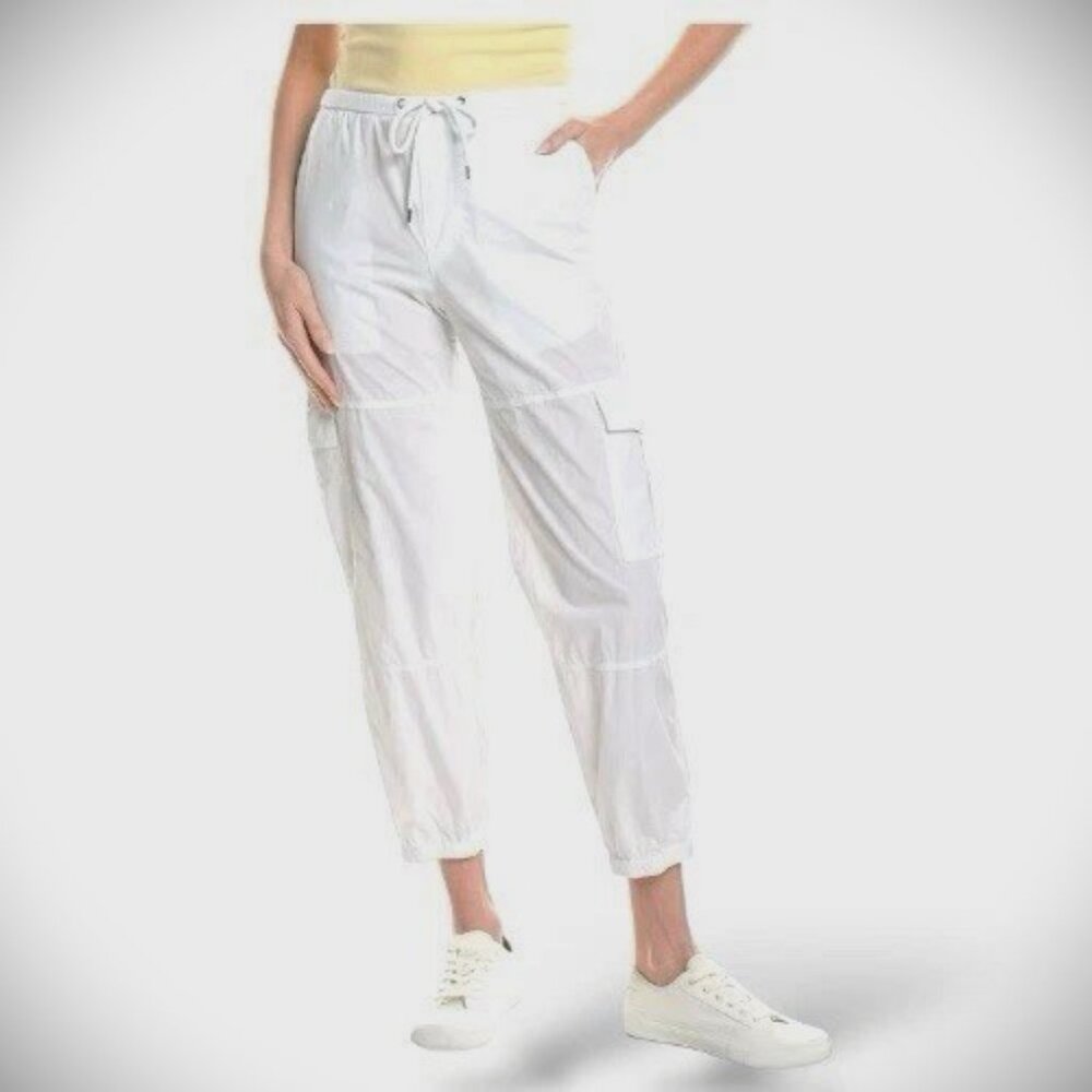NWOT James Perse Lightweight White Cargo Pants Joggers Drawstring Waist 3 Large